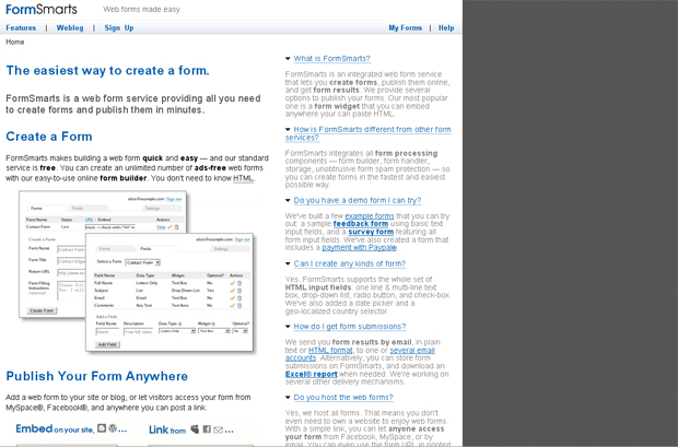Formsmarts.com 15 Nice Solutions for Free Contact Form Services